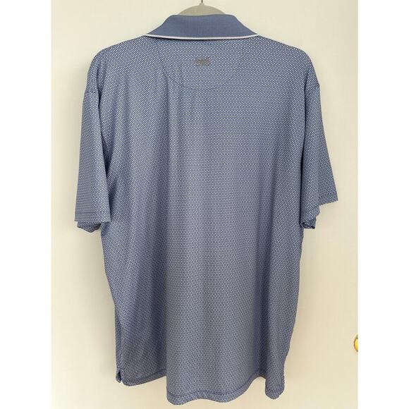 Hickey Freeman Blue Geometric Golf Polo Shirt Size Large, EUC - Picture 2 of 7